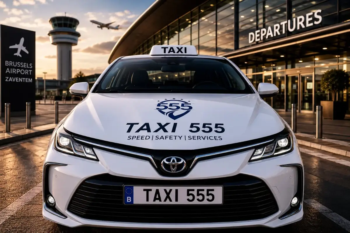 Taxi 555 wagen aan de luchthaven